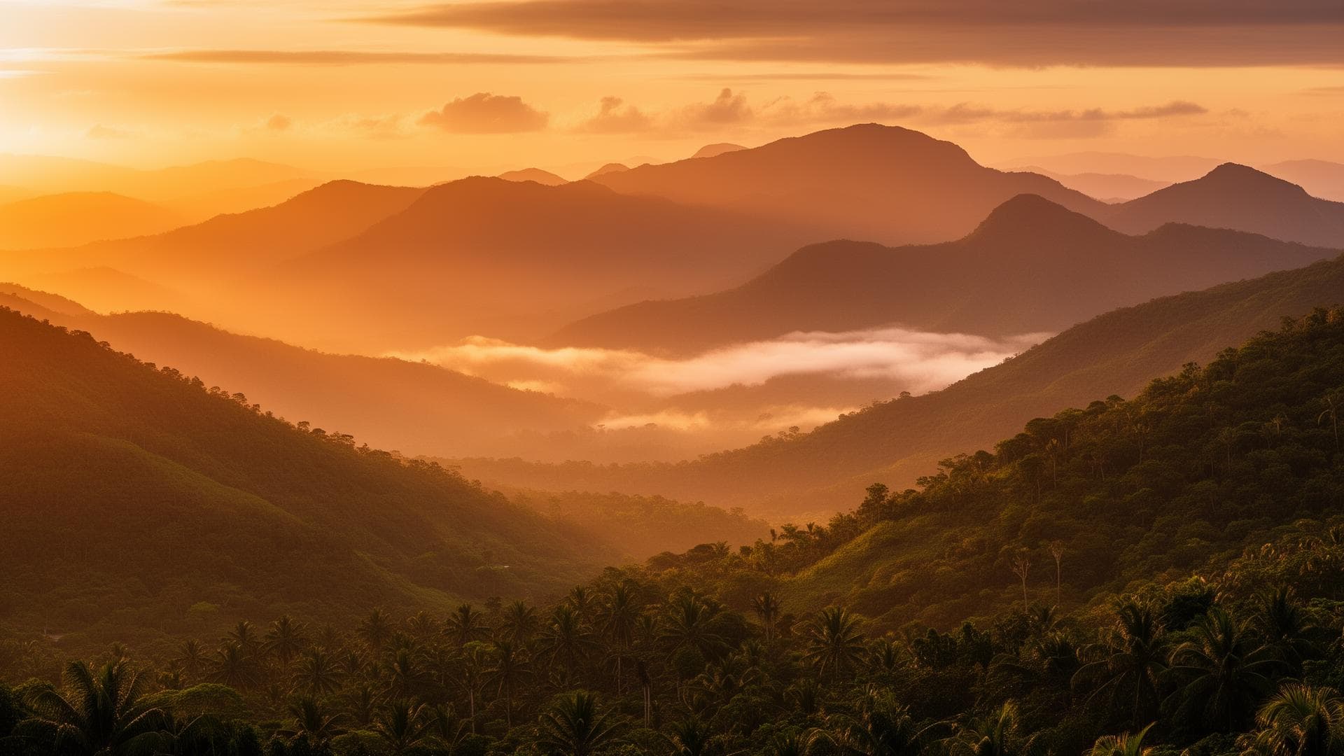 Montañas de Puerto Rico al atardecer